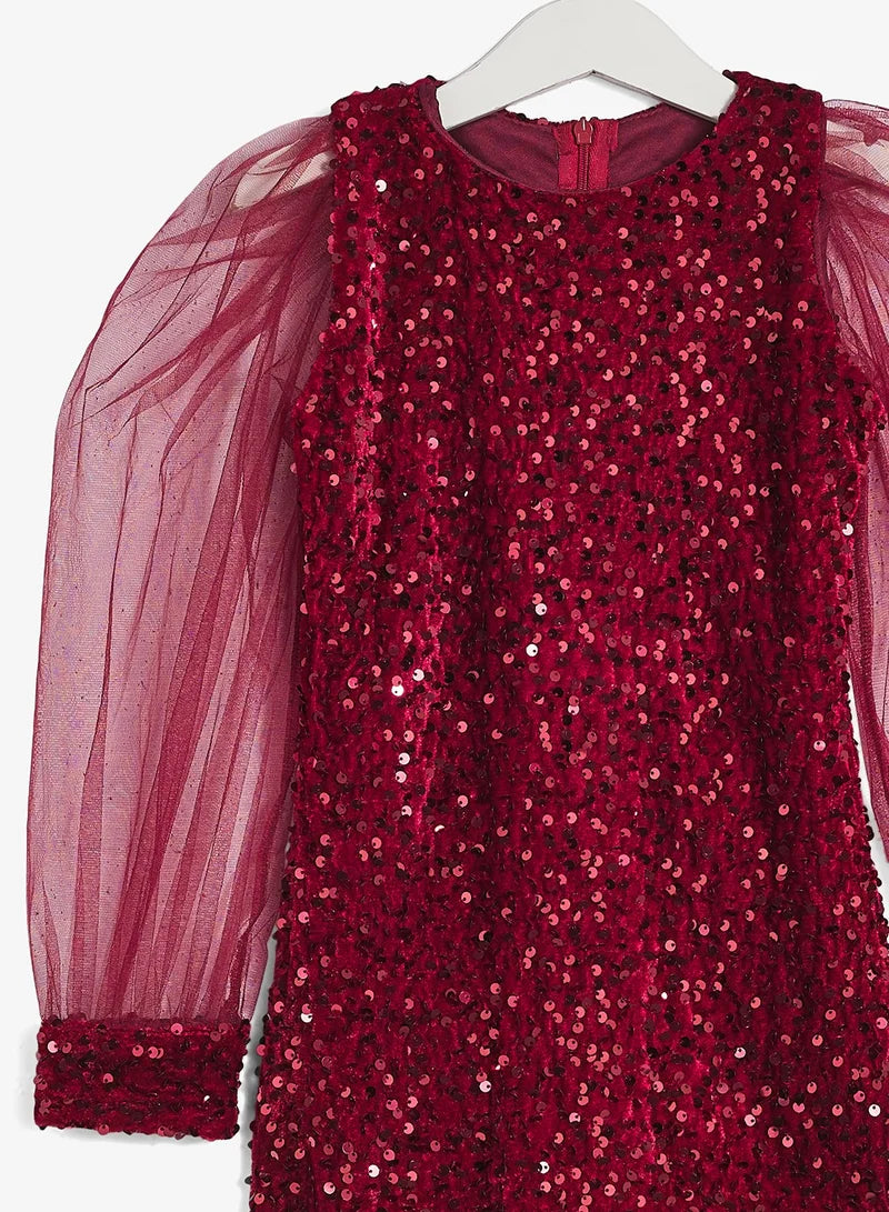Little Puff Sleeve Sequin Dress
