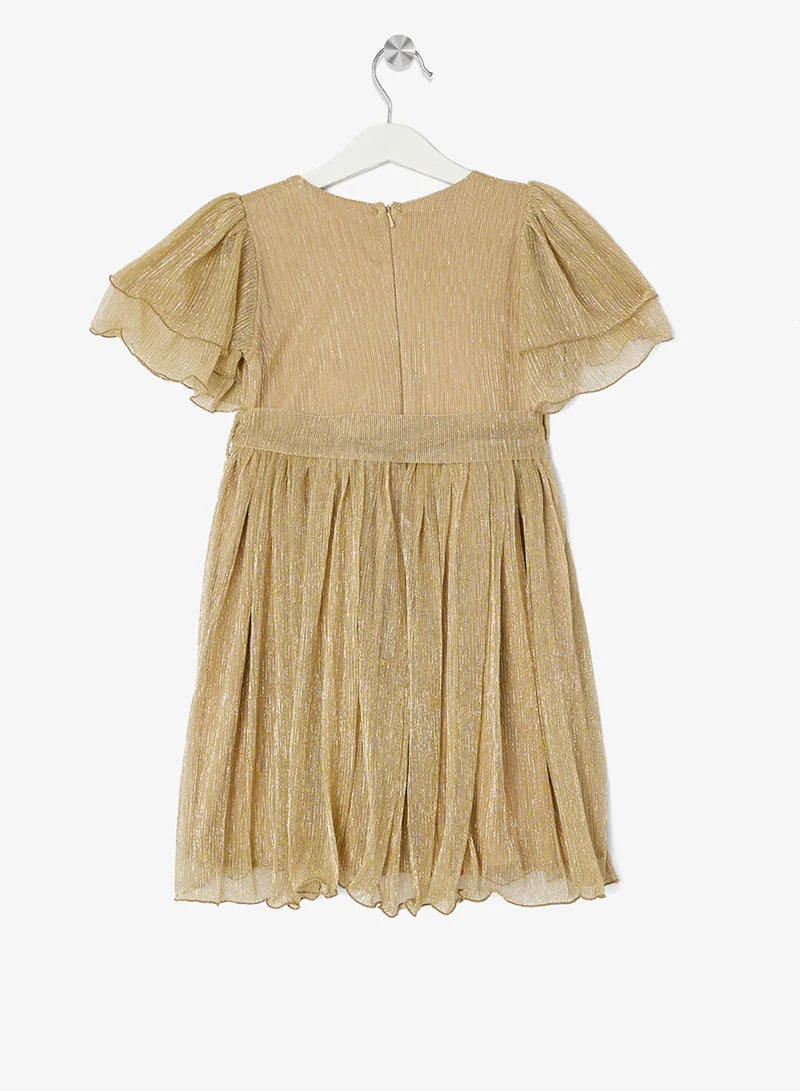 Little Metallic Pleated Dress