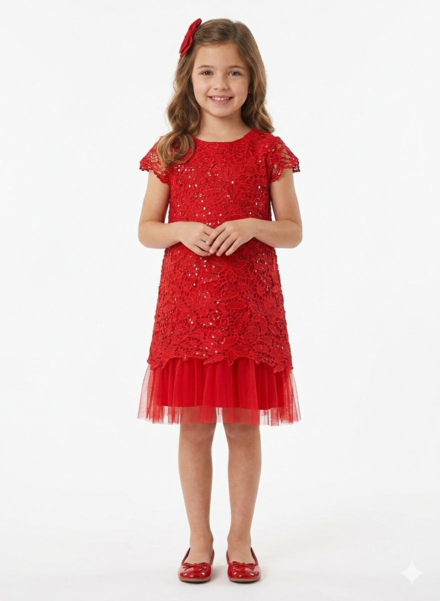 Lace Overlay Tulle Dress