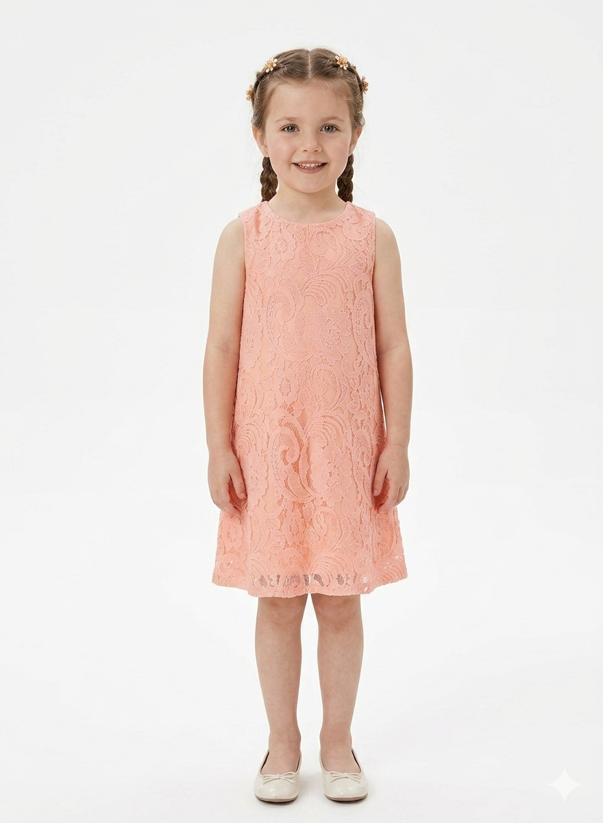 Little Solid Lace Detailed Dress