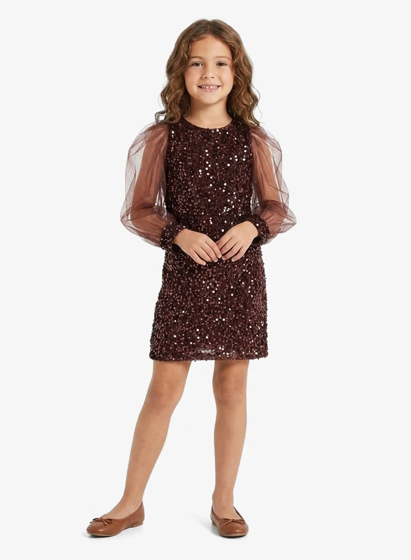 Little Puff Sleeve Sequin Dress