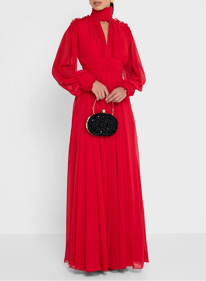 Ruffle Top Design Maxi Dress