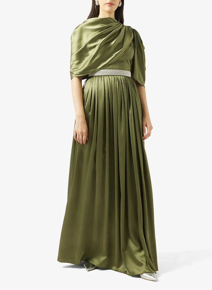 Short Sleeve Shimmer Maxi Dress
