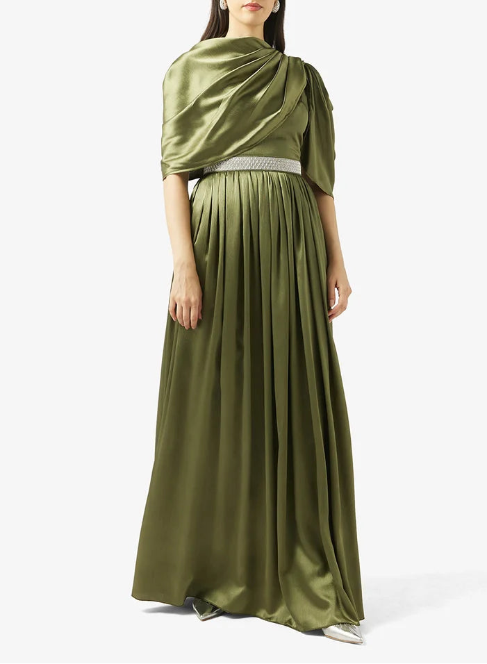 Short Sleeve Shimmer Maxi Dress