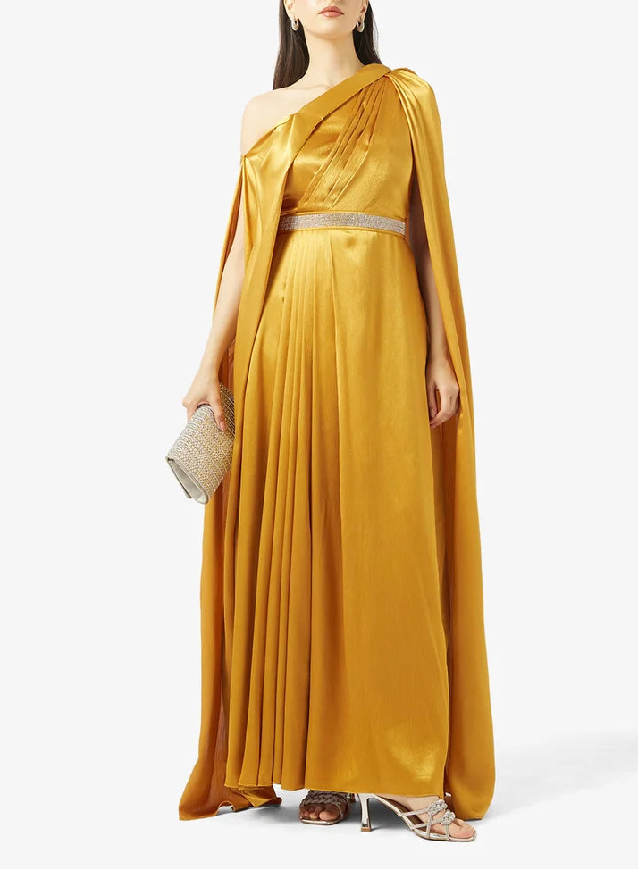 Slit Sleeves With Belt Maxi Dress