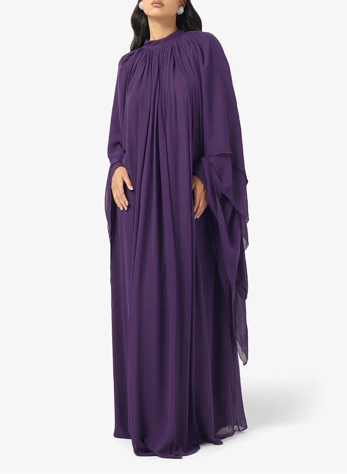 Mock Neck Chiffon Dress