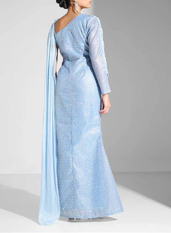 Draped Sequin Gown Dress
