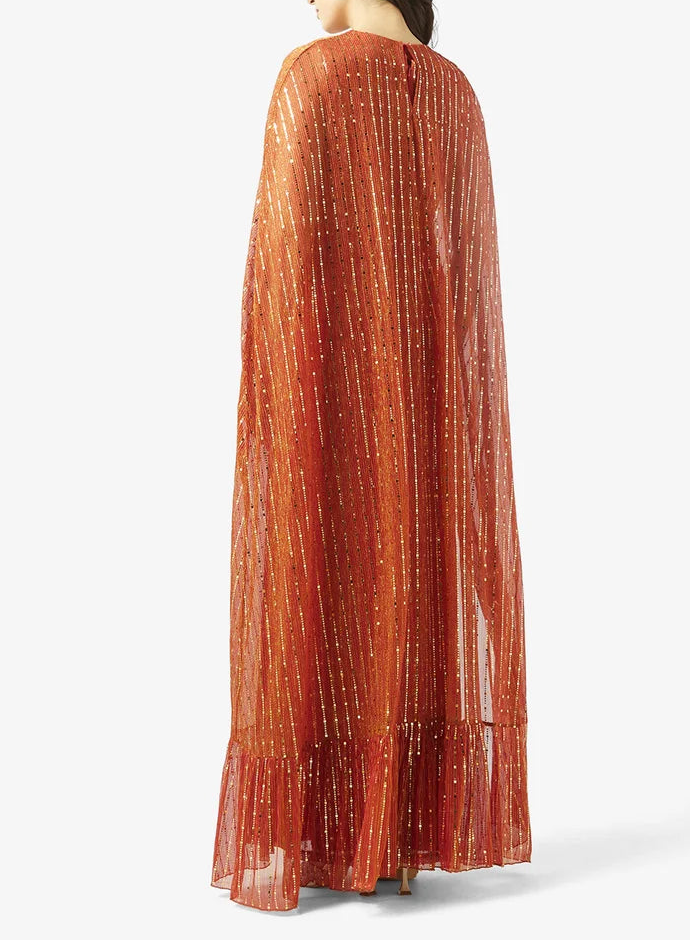 Round Neck With Golden Sequin Dress