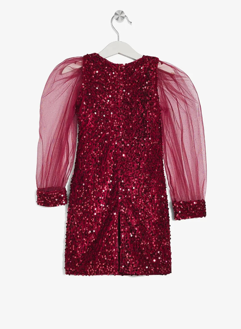 Little Puff Sleeve Sequin Dress