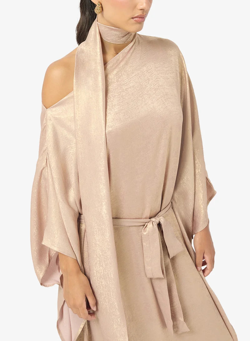 Metallic Crepe Maxi Dress