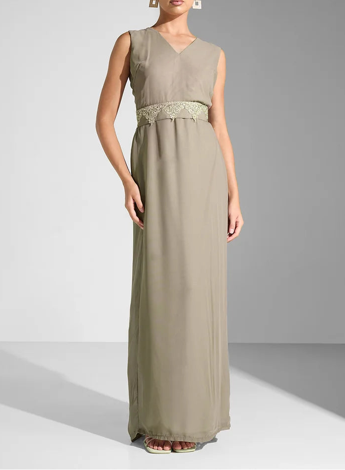 Embroidered Chiffon Dress