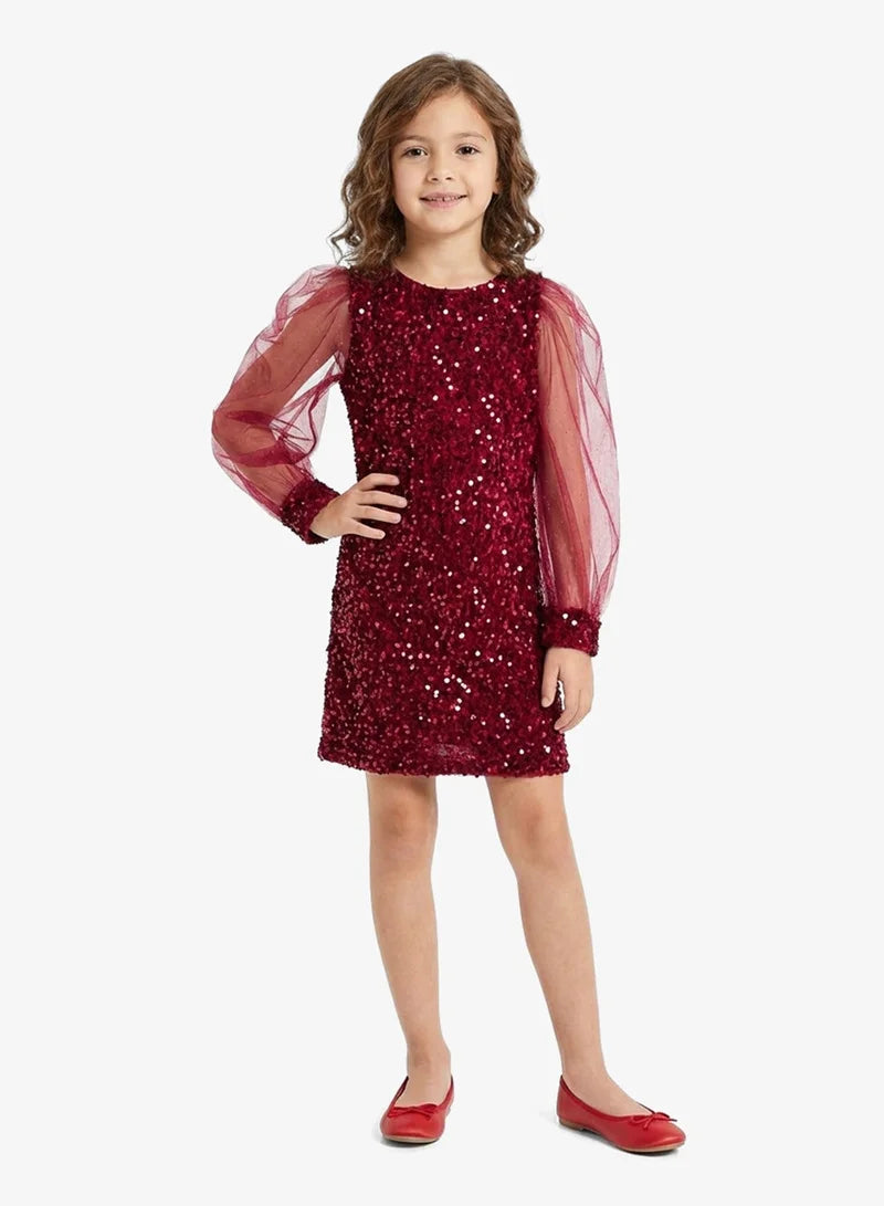 Little Puff Sleeve Sequin Dress