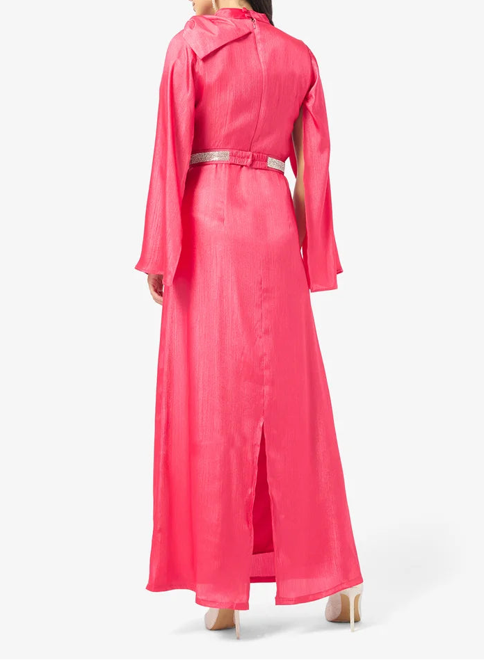 High Neck Belted Maxi Dress