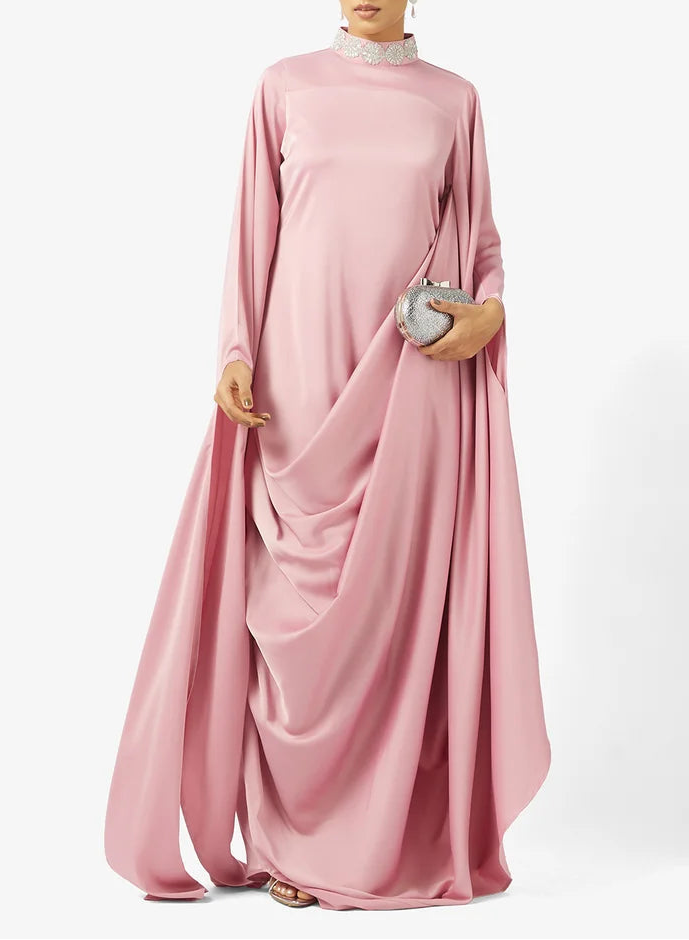 High Neck Silk Maxi Dress