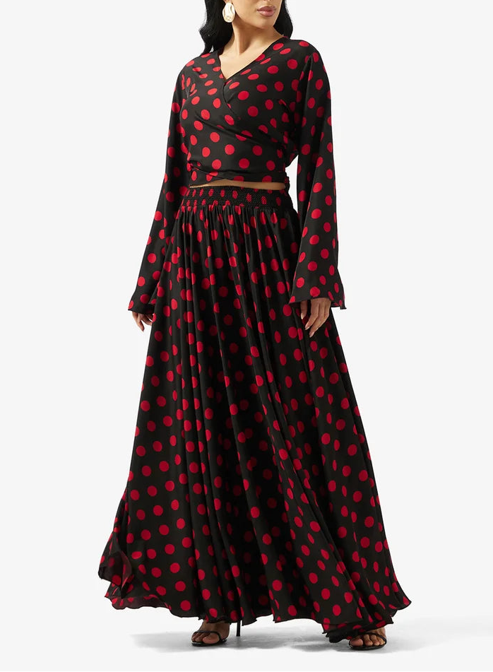 V neck Dotted 2PCS Set
