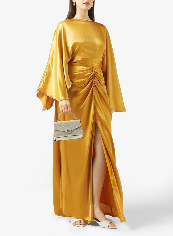 Tie-Up Neck Shimmer Maxi Dress