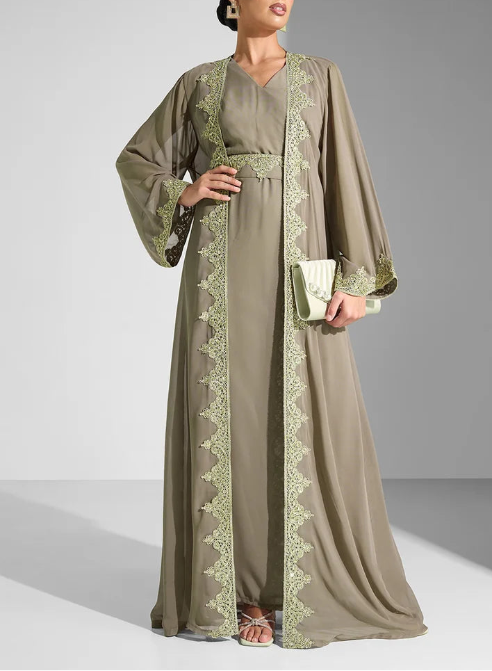 Embroidered Chiffon Dress