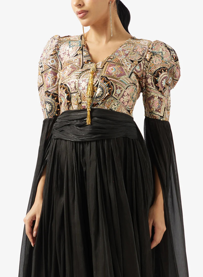 V neck Sequin Top Maxi Dress