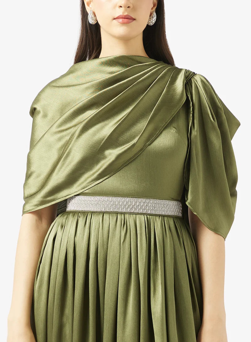 Short Sleeve Shimmer Maxi Dress