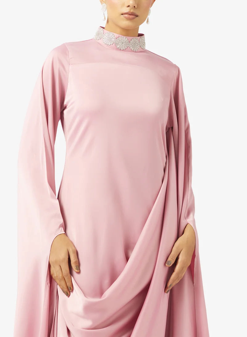 High Neck Silk Maxi Dress