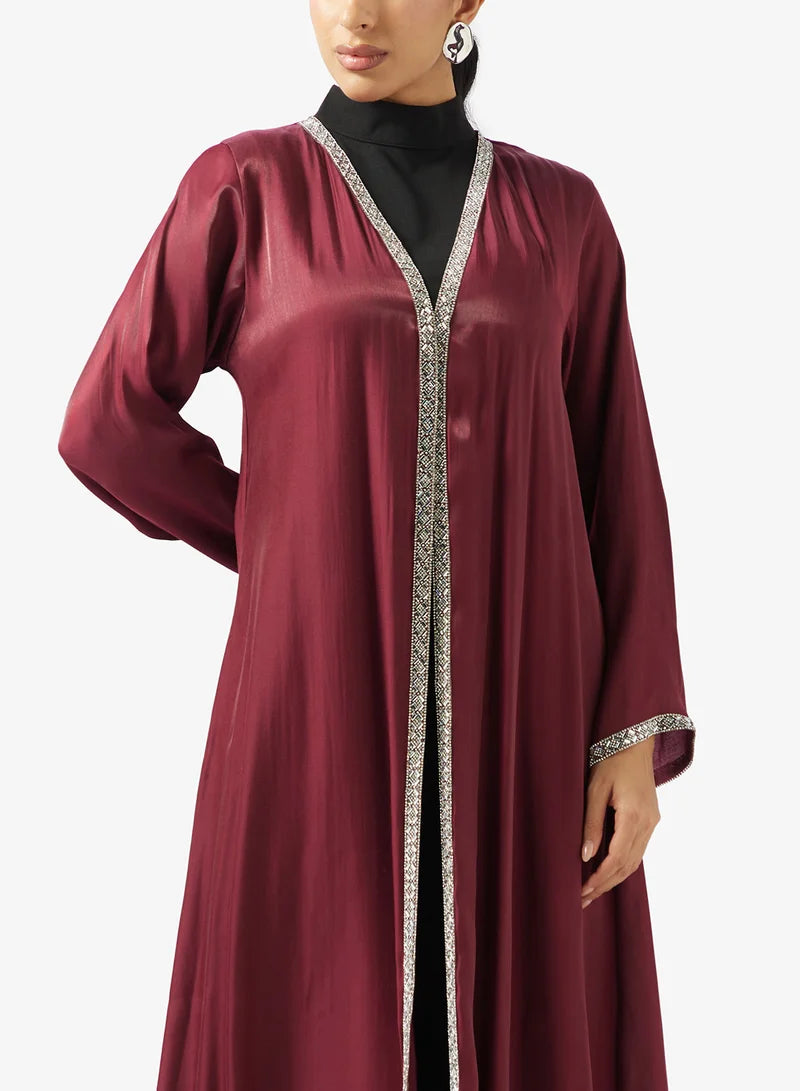 V neck With Sequin Abaya