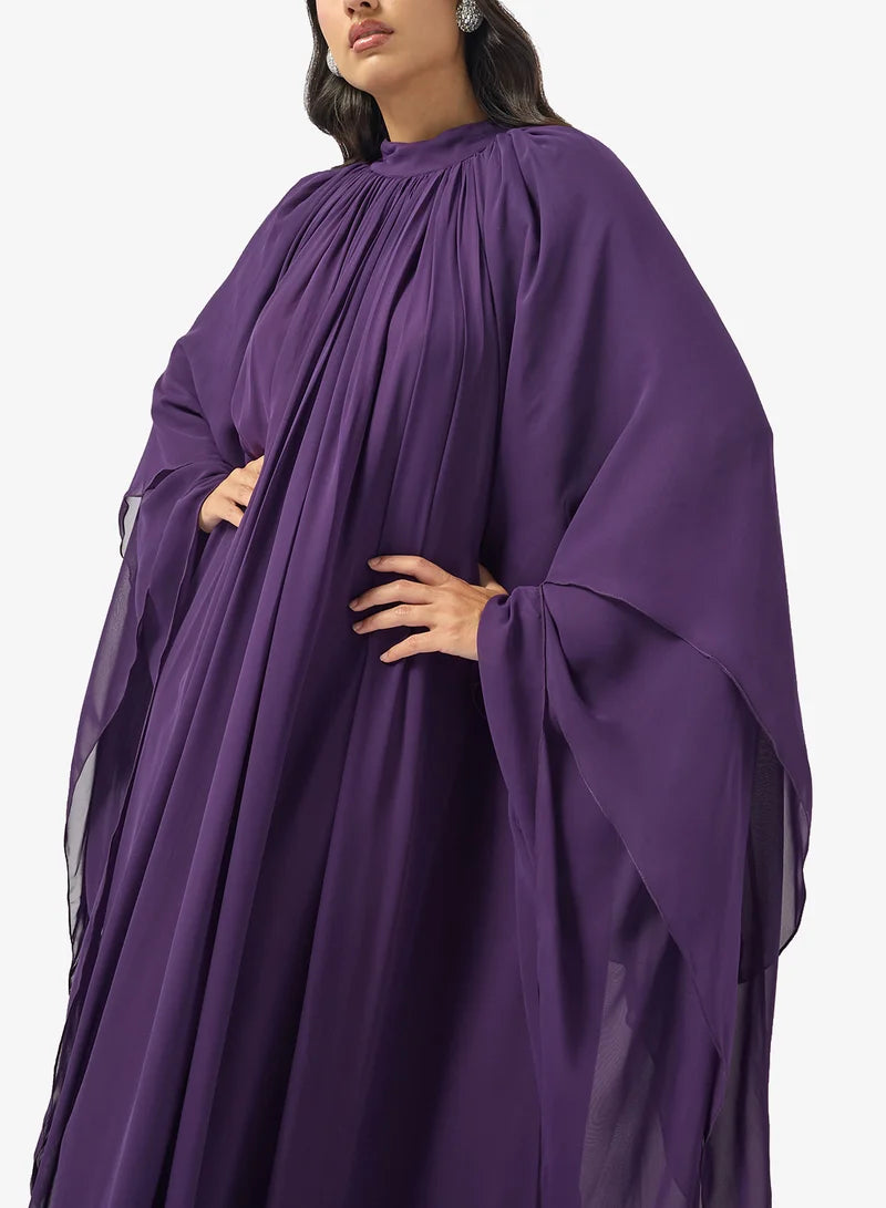 Mock Neck Chiffon Dress