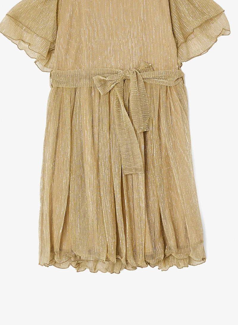 Little Metallic Pleated Dress