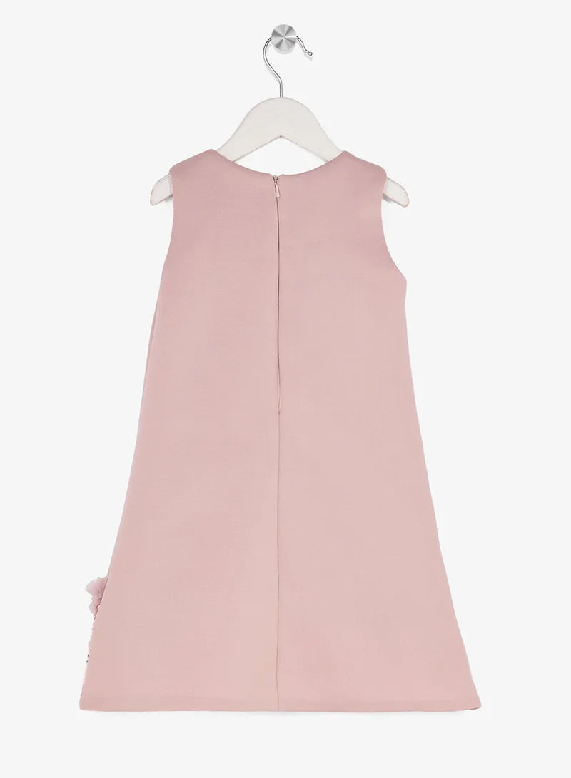 Little Cut Sleeve With Sequin Dress