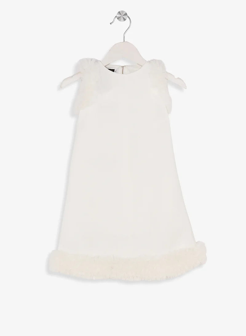 Little Cut Sleeve With Ruffle Dress