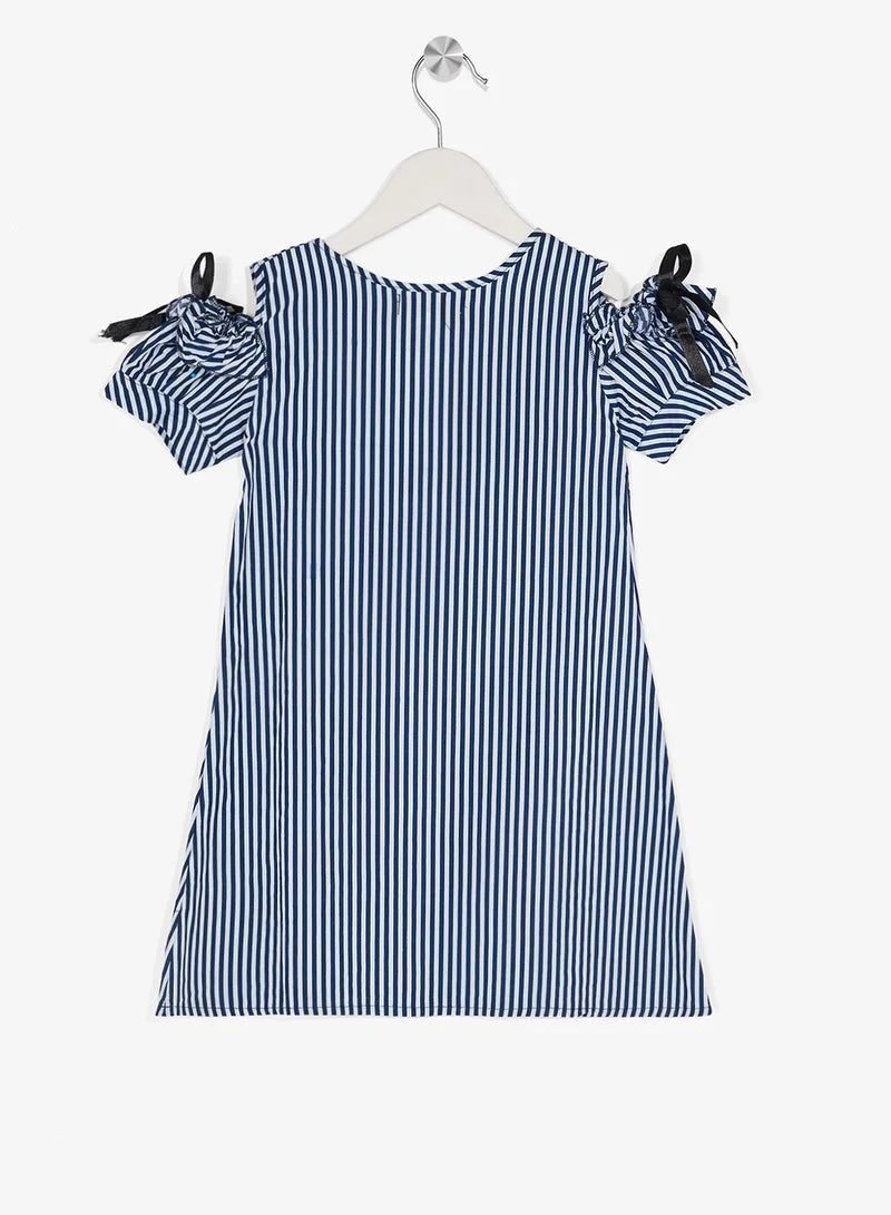 Little Striped Shoulder Cut Dress