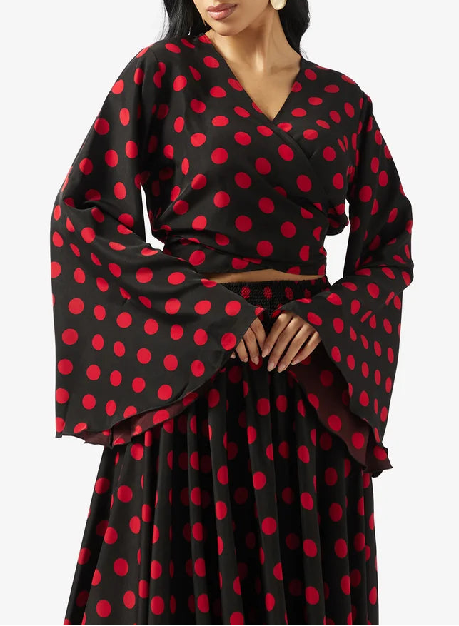 V neck Dotted 2PCS Set