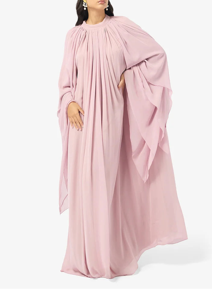 Mock Neck Chiffon Dress
