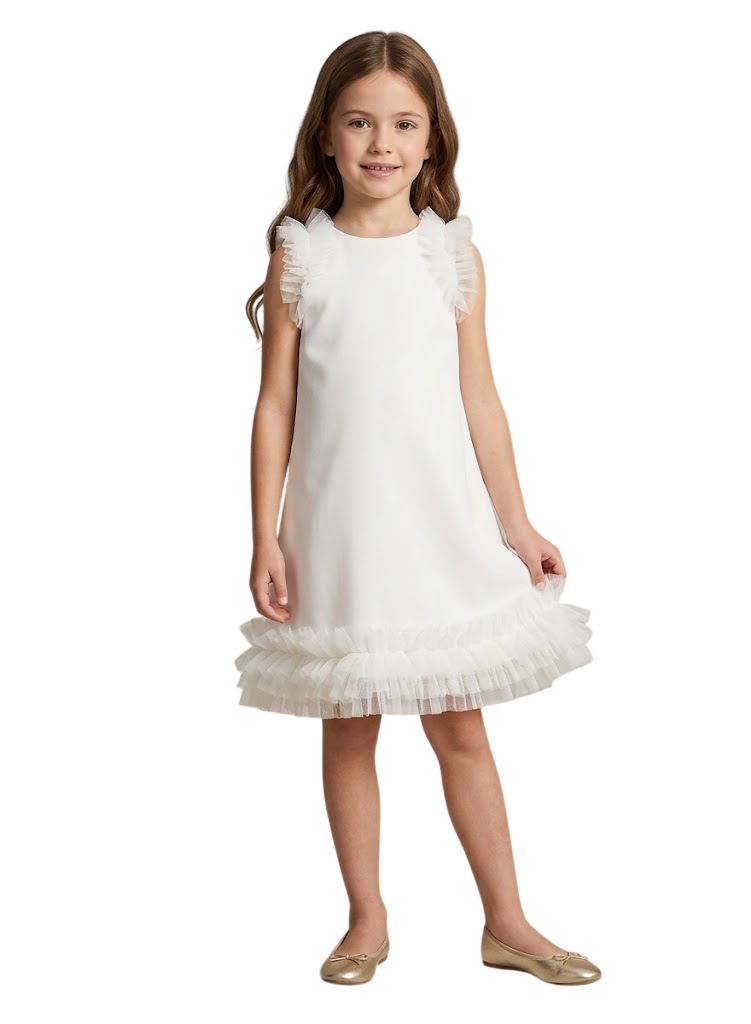 Little Cut Sleeve With Ruffle Dress